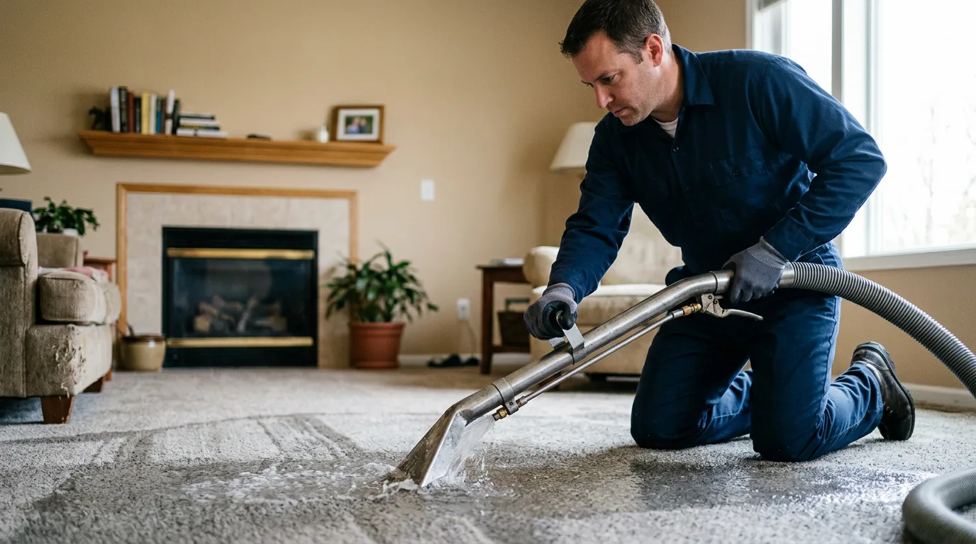Water damage restoration technician working near Kent, PA